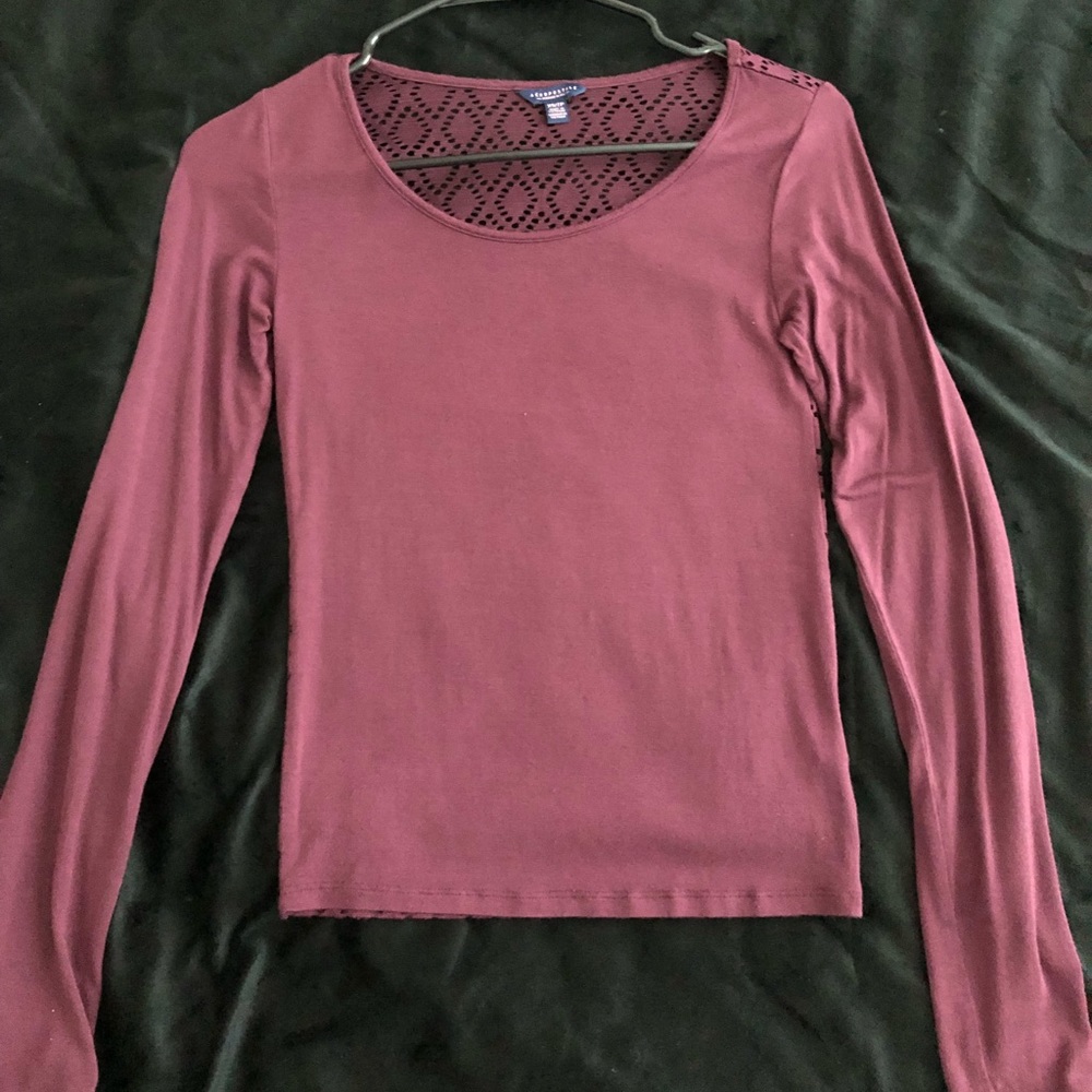 Burgundy Top with Lace Back